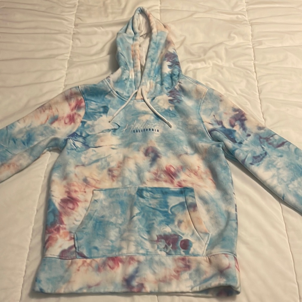 Pink white and blue Hollister hoodie